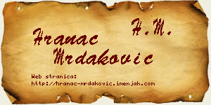 Hranac Mrdaković vizit kartica